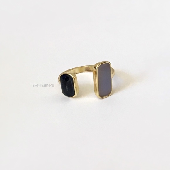 đź’Ą3for$28 New 2 Tone Art Deco Open Cuff Statement Ring Vertical Adjustable - Picture 3 of 8